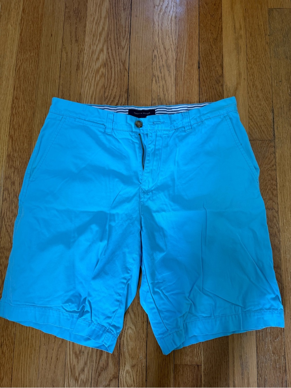 Tommy Hilfiger Men’s Aqua Flat-Front Shorts